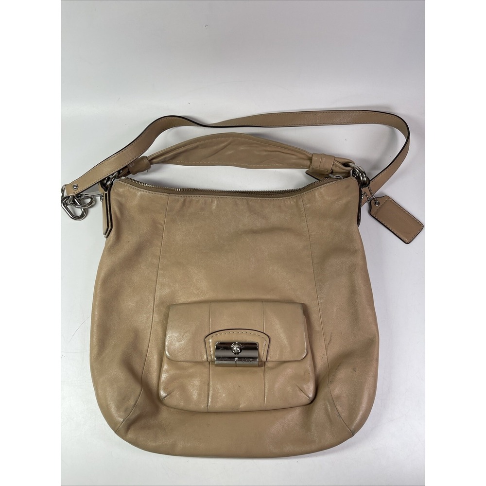 Coach Kristin leather large shoulder Bag Tote Tan 14783
